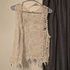 Dex Crochet Lace Tank - Cream